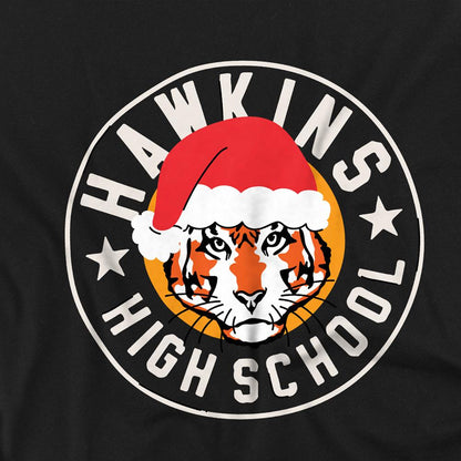 Black - Back - Stranger Things Childrens-Kids Hawkins Badge Christmas Sweatshirt