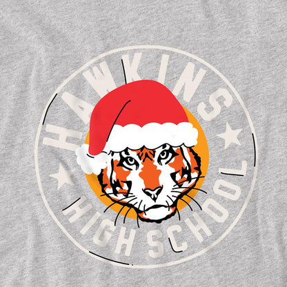 Athletic Heather - Back - Stranger Things Childrens-Kids Hawkins Badge Christmas Sweatshirt