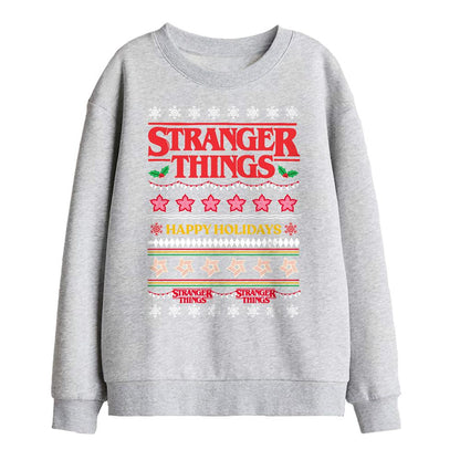 Athletic Heather - Front - Stranger Things Childrens-Kids Ugly Demogorgon Christmas Jumper Sweatshirt