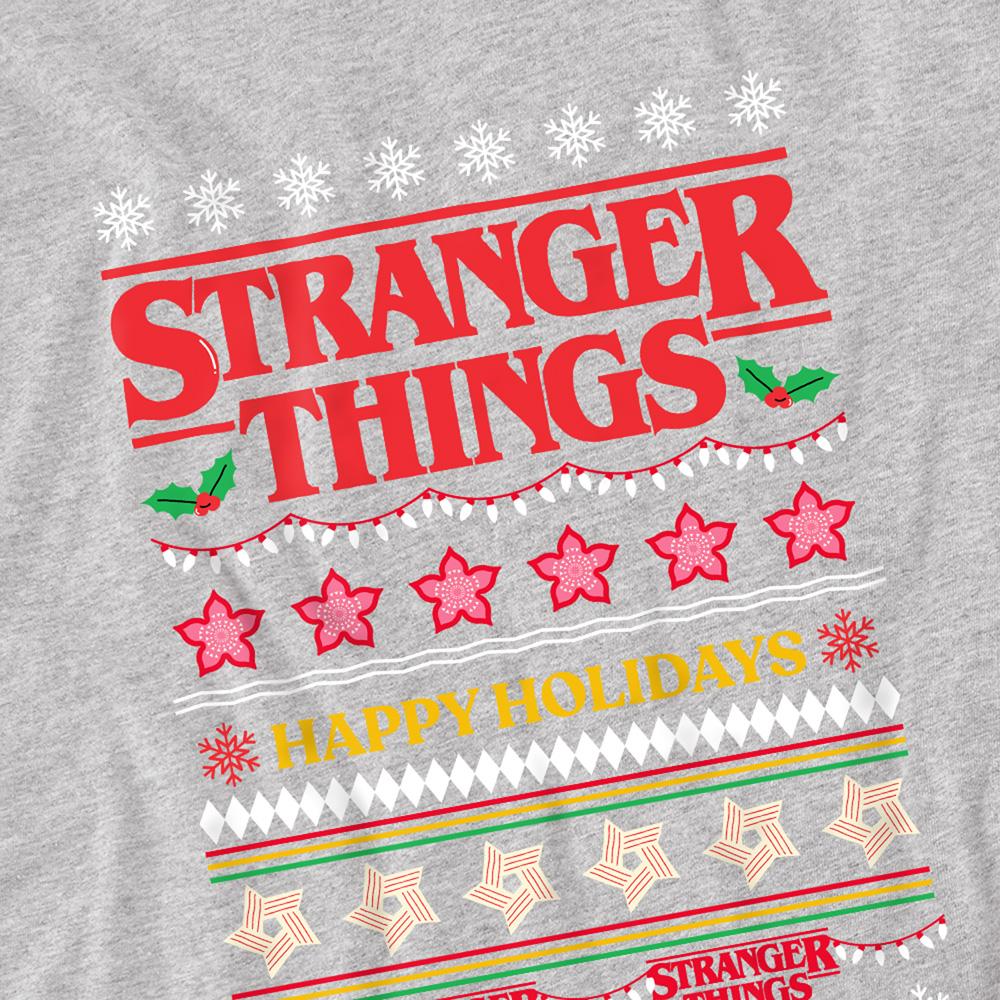 Athletic Heather - Side - Stranger Things Childrens-Kids Ugly Demogorgon Christmas Jumper Sweatshirt