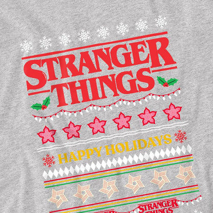 Athletic Heather - Side - Stranger Things Childrens-Kids Ugly Demogorgon Christmas Jumper Sweatshirt