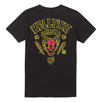 Black - Back - Stranger Things Unisex Adult Hellfire Outline Back Print T-Shirt