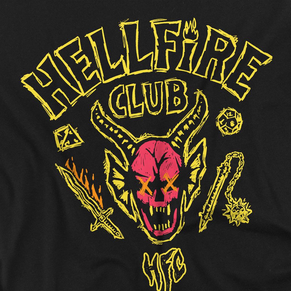 Black - Side - Stranger Things Unisex Adult Hellfire Outline Back Print T-Shirt