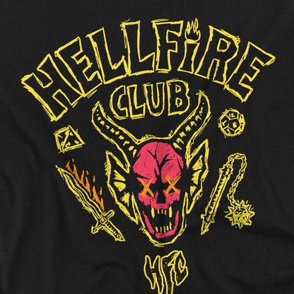 Black - Side - Stranger Things Unisex Adult Hellfire Outline Back Print T-Shirt
