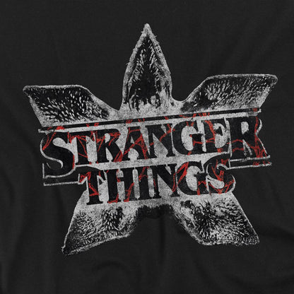 Black - Side - Stranger Things Unisex Adult Demogorgon Flower Logo T-Shirt