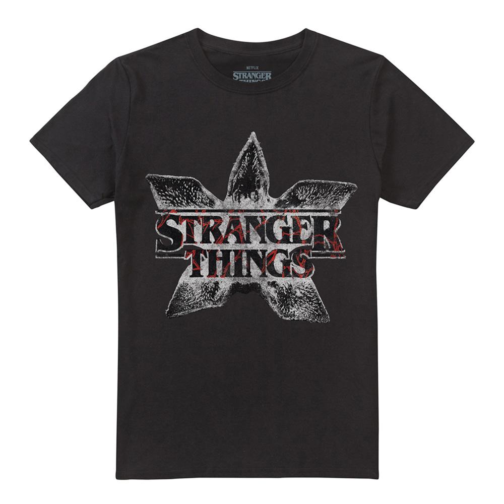 Black - Front - Stranger Things Unisex Adult Demogorgon Flower Logo T-Shirt
