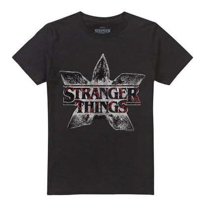 Black - Front - Stranger Things Unisex Adult Demogorgon Flower Logo T-Shirt