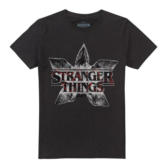 Black - Front - Stranger Things Unisex Adult Demogorgon Flower Logo T-Shirt