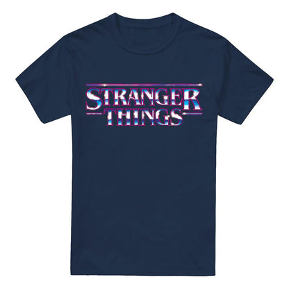 Navy - Front - Stranger Things Mens Metal Logo T-Shirt