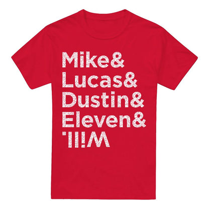 Red - Front - Stranger Things Mens Mike Lucas Dustin Eleven Will Names T-Shirt