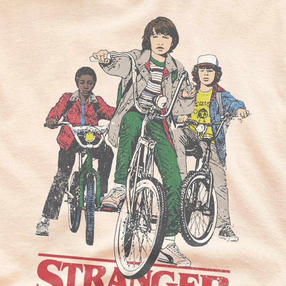 Natural - Side - Stranger Things Mens Hawkins Bike Riders T-Shirt