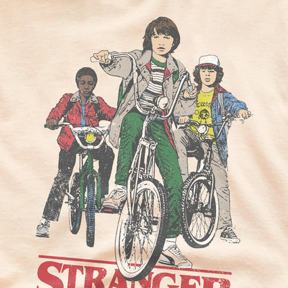 Natural - Side - Stranger Things Mens Hawkins Bike Riders T-Shirt