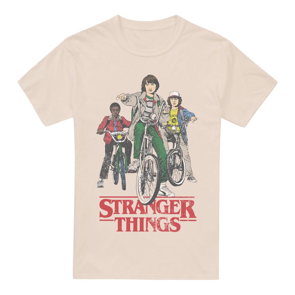 Natural - Front - Stranger Things Mens Hawkins Bike Riders T-Shirt