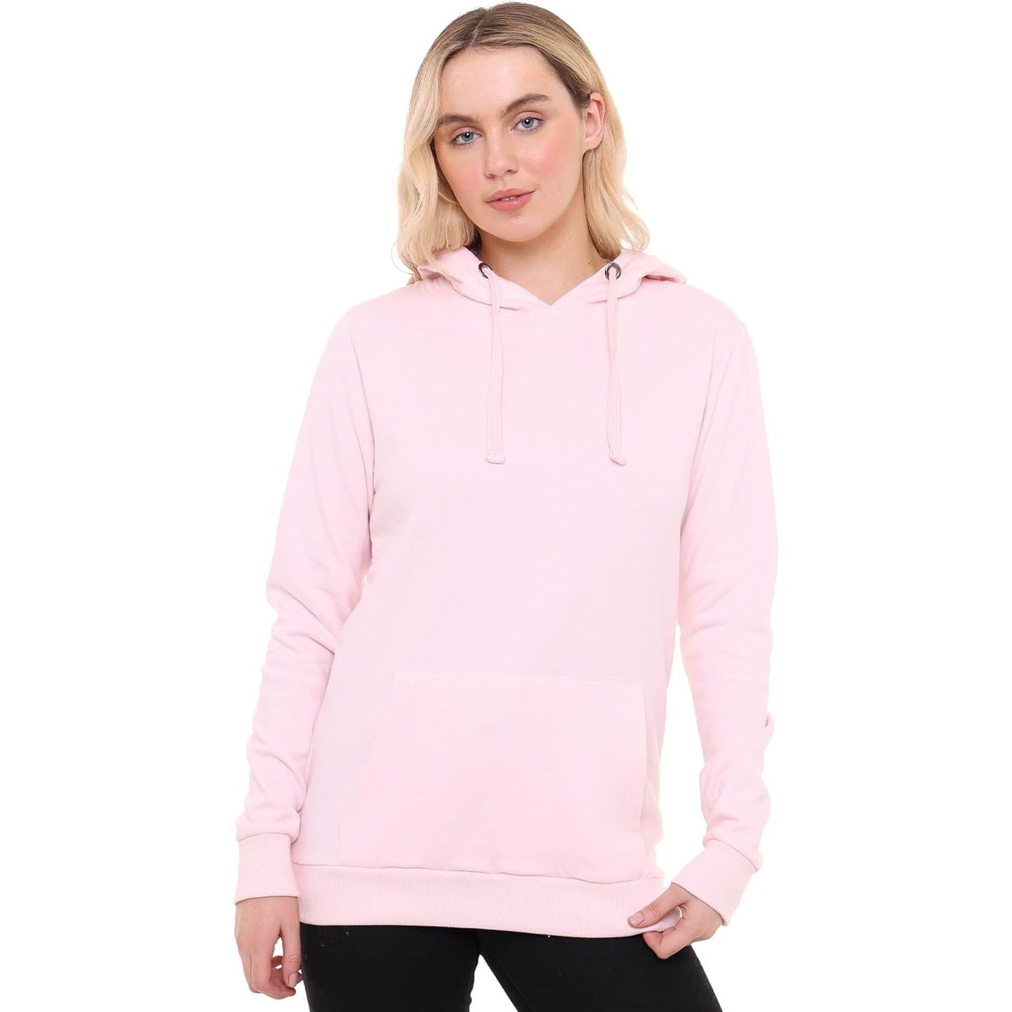 Pale Pink - Side - Cotton Soul Womens-Ladies Plain Hoodie
