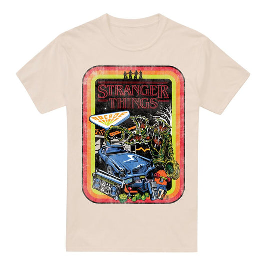 Natural - Front - Stranger Things Mens Retro Sketch T-Shirt