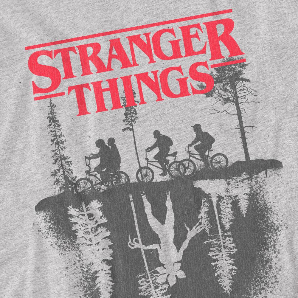 Athletic Heather - Side - Stranger Things Mens Forest Silhouette Logo T-Shirt