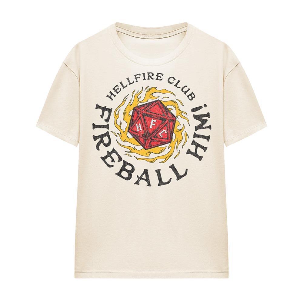 Natural - Front - Stranger Things Unisex Adult Hellfire Club Fireball Him Fireball T-Shirt