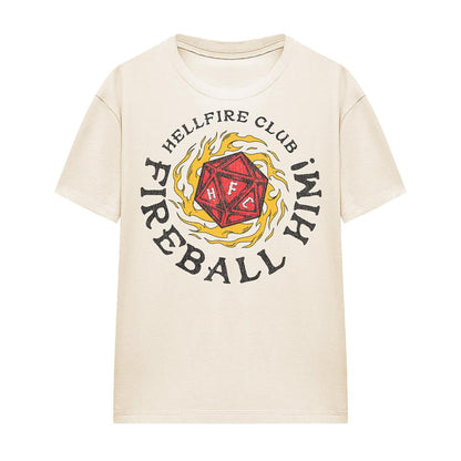 Natural - Front - Stranger Things Unisex Adult Hellfire Club Fireball Him Fireball T-Shirt