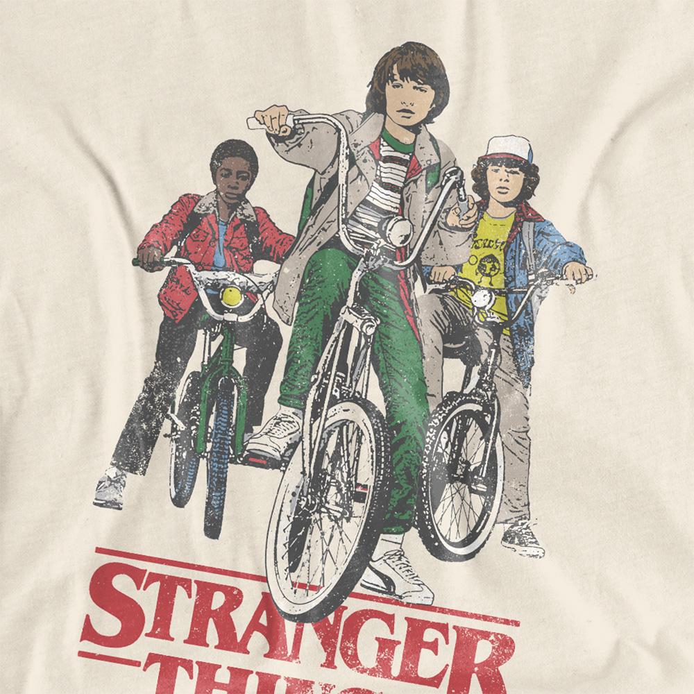 Natural - Side - Stranger Things Womens-Ladies Hawkins Bike Riders T-Shirt