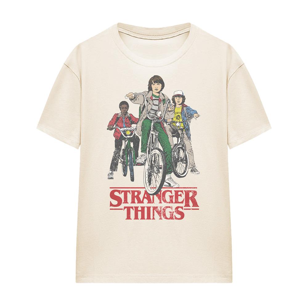 Natural - Front - Stranger Things Womens-Ladies Hawkins Bike Riders T-Shirt