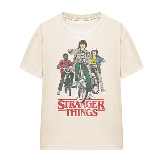 Natural - Front - Stranger Things Womens-Ladies Hawkins Bike Riders T-Shirt
