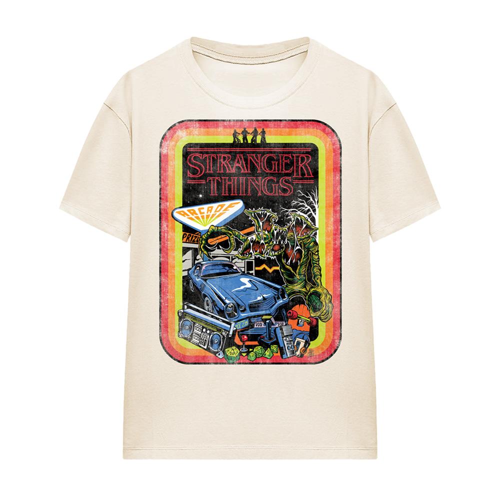 Natural - Front - Stranger Things Womens-Ladies Retro Sketch T-Shirt