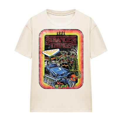 Natural - Front - Stranger Things Womens-Ladies Retro Sketch T-Shirt