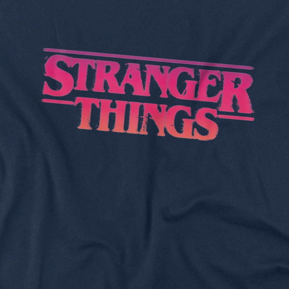 Navy - Side - Stranger Things Childrens-Kids Sunset Logo Sweatshirt