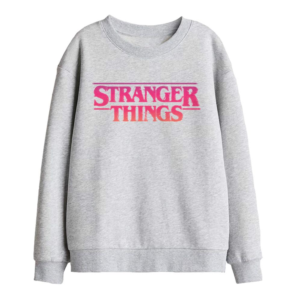 Athletic Heather - Front - Stranger Things Childrens-Kids Sunset Logo Sweatshirt