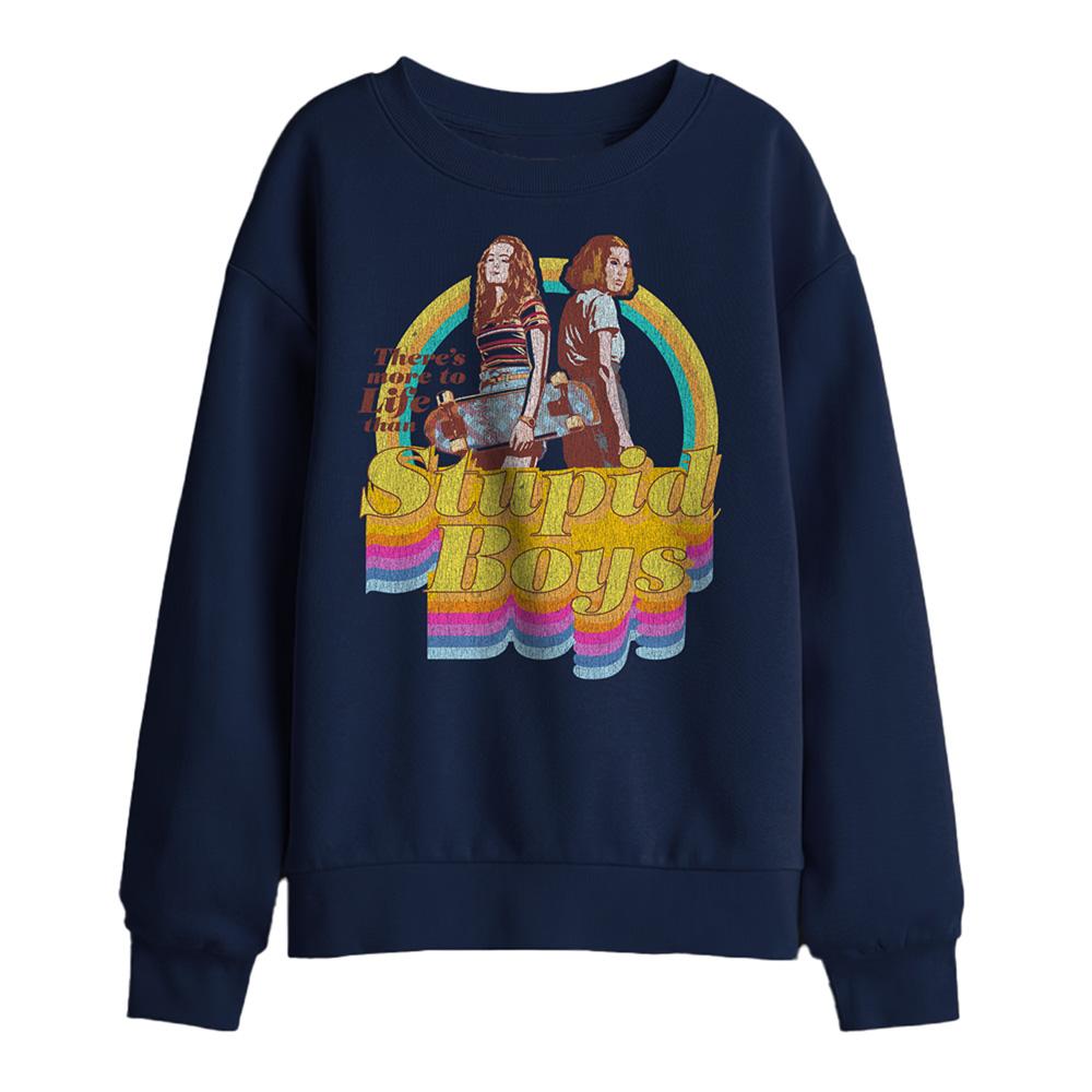 Navy - Front - Stranger Things Childrens-Kids Stupid Boys Sweatshirt