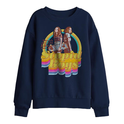 Navy - Front - Stranger Things Childrens-Kids Stupid Boys Sweatshirt