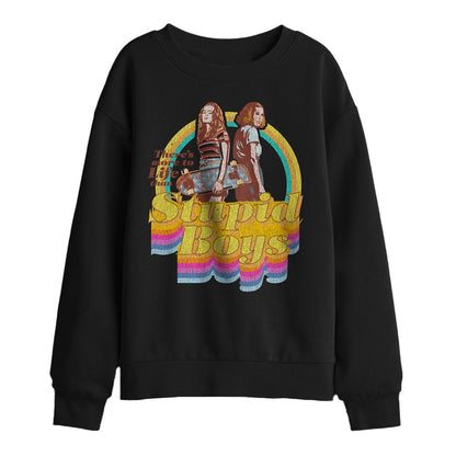Black - Front - Stranger Things Childrens-Kids Stupid Boys Sweatshirt
