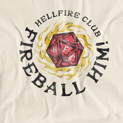 Natural - Side - Stranger Things Womens-Ladies Hellfire Club Fireball Him T-Shirt