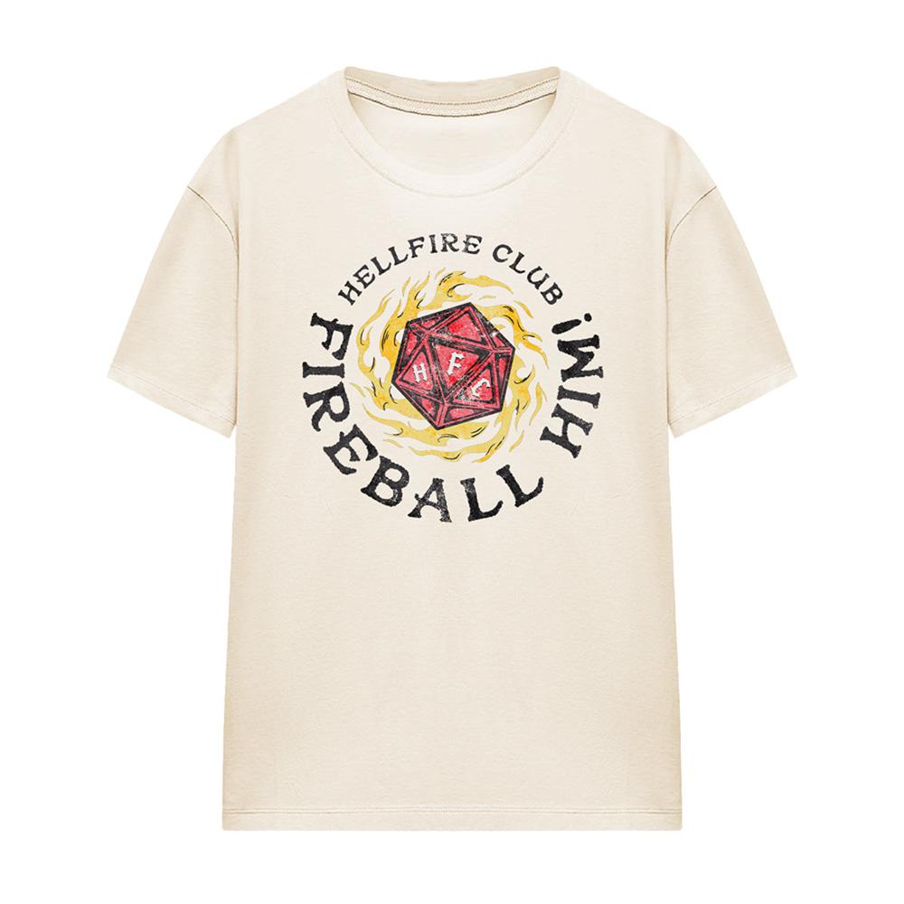 Natural - Front - Stranger Things Womens-Ladies Hellfire Club Fireball Him T-Shirt