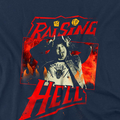 Navy - Side - Stranger Things Childrens-Kids Raising Hell Eddie Munson Sweatshirt