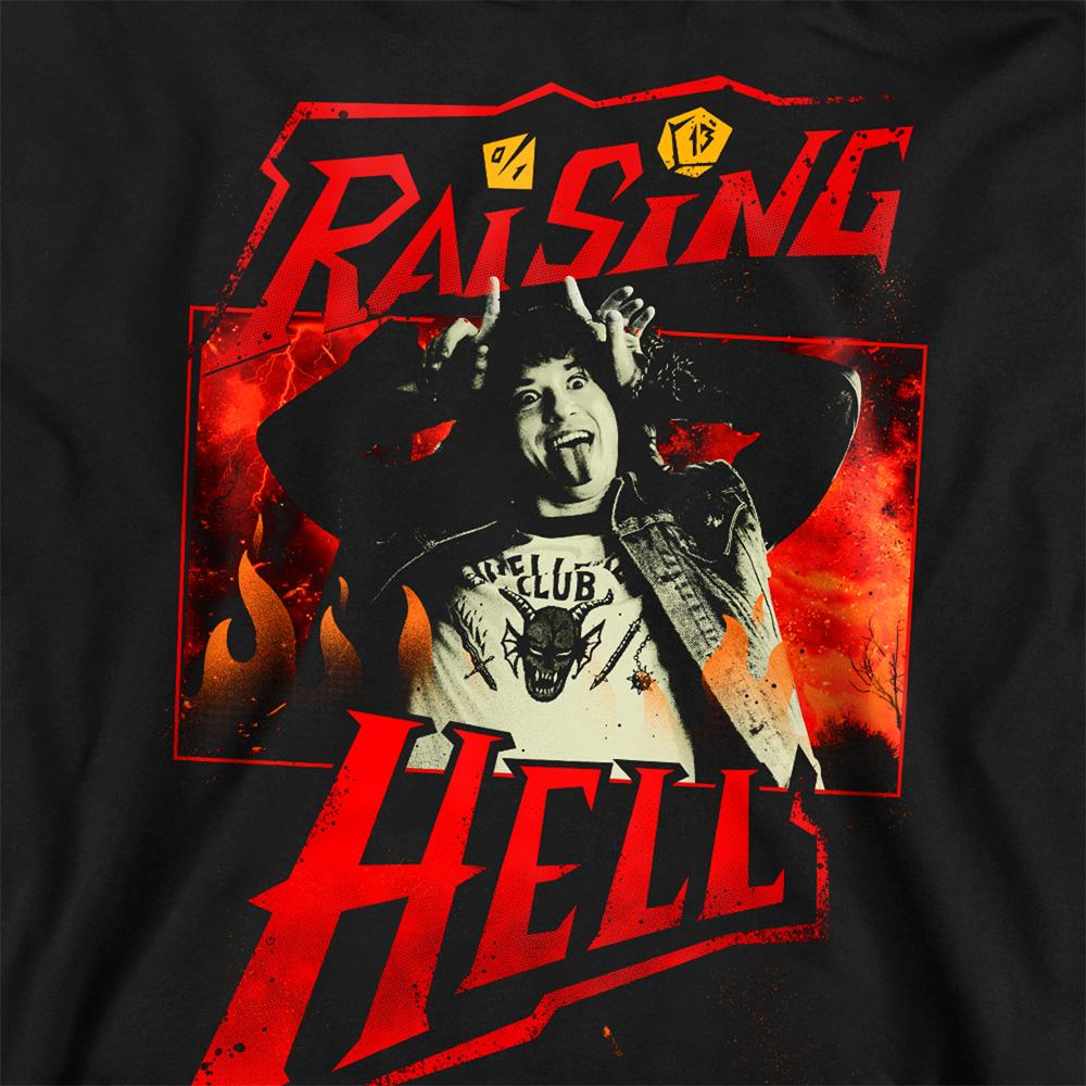 Black - Side - Stranger Things Unisex Adult Raising Hell Eddie Munson Sweatshirt
