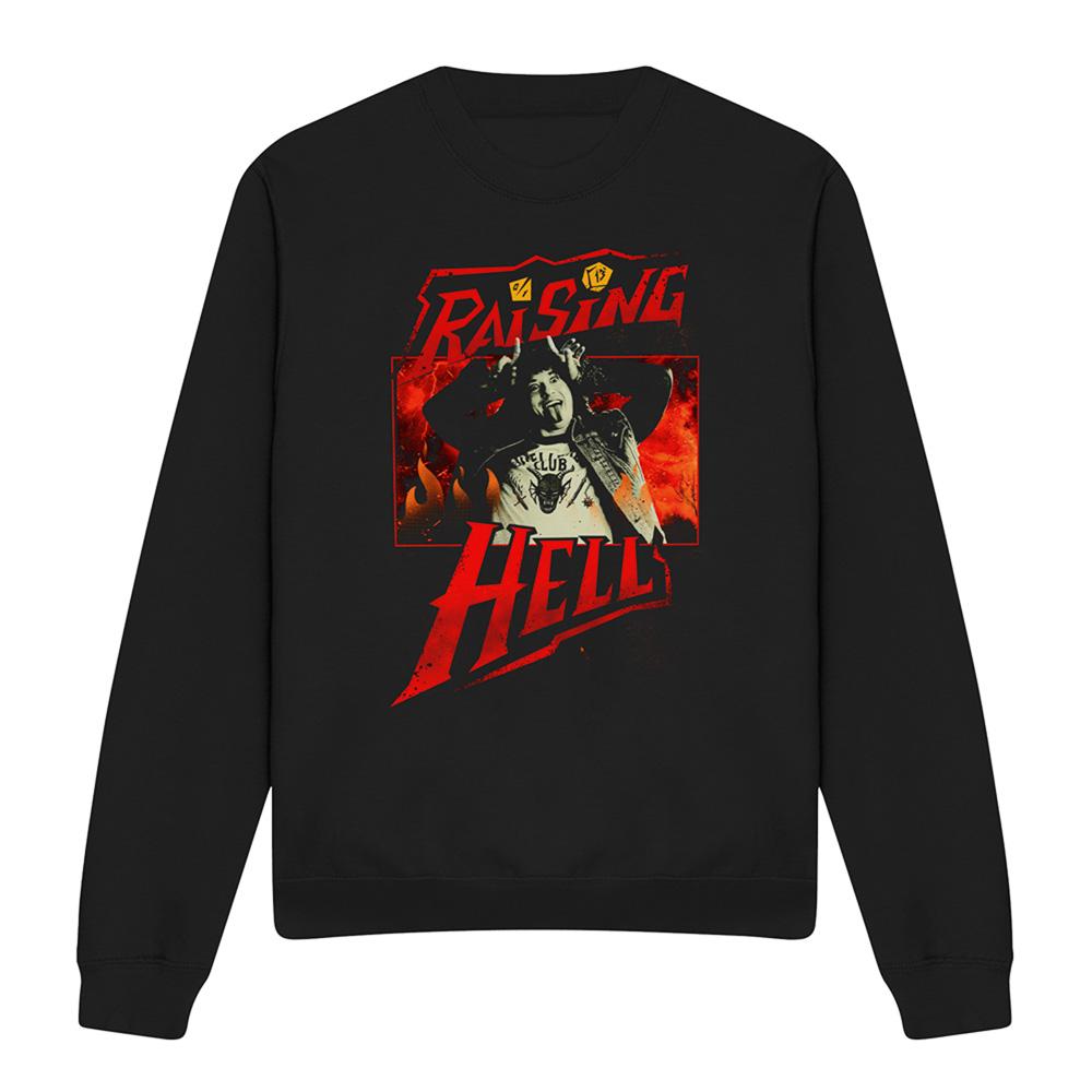 Black - Front - Stranger Things Unisex Adult Raising Hell Eddie Munson Sweatshirt
