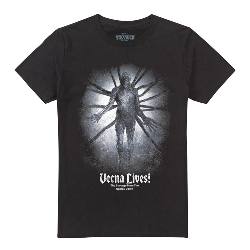 Black - Front - Stranger Things Unisex Adult Vecna Lives Poster T-Shirt
