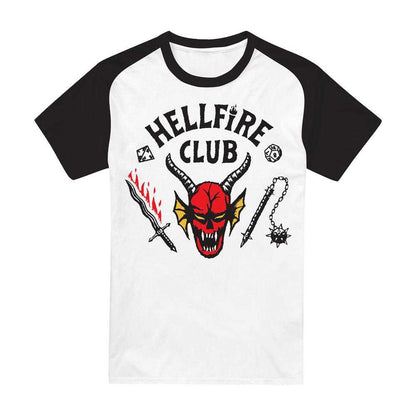 White-Black - Front - Stranger Things Unisex Adult Hellfire Club Raglan Baseball T-Shirt