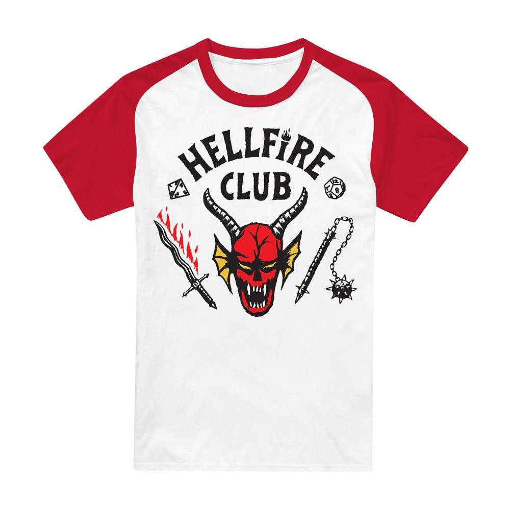 White-Red - Front - Stranger Things Unisex Adult Hellfire Club Raglan Baseball T-Shirt