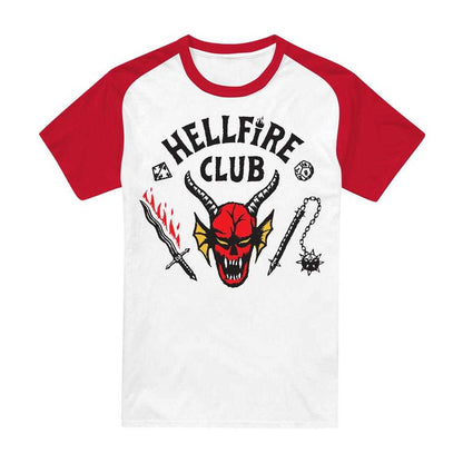 White-Red - Front - Stranger Things Unisex Adult Hellfire Club Raglan Baseball T-Shirt