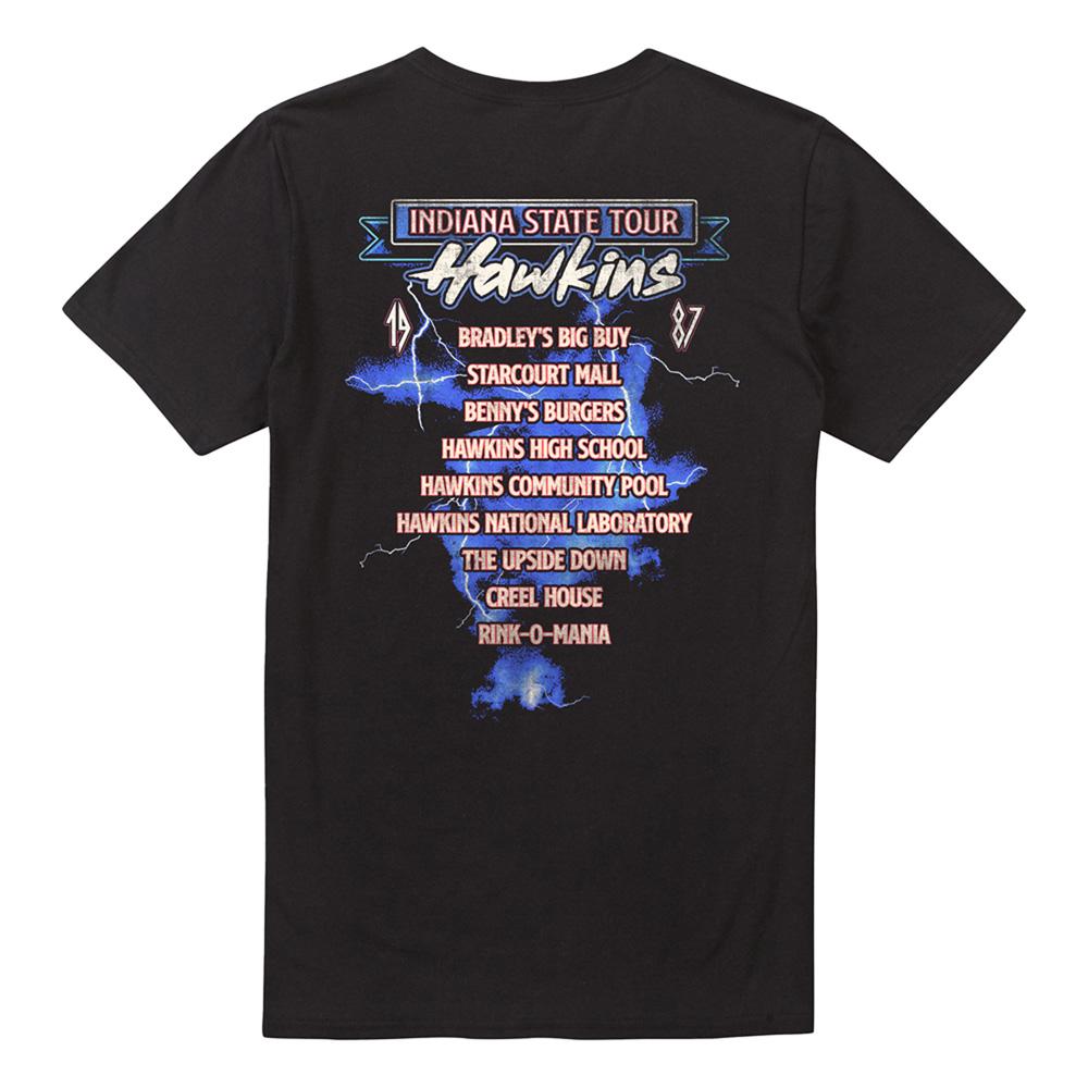 Black - Back - Stranger Things Unisex Adult Eleven 87 Tour Back Print T-Shirt