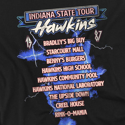 Black - Side - Stranger Things Unisex Adult Eleven 87 Tour Back Print T-Shirt