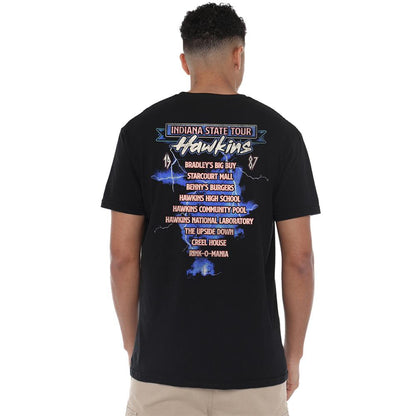 Black - Pack Shot - Stranger Things Unisex Adult Eleven 87 Tour Back Print T-Shirt
