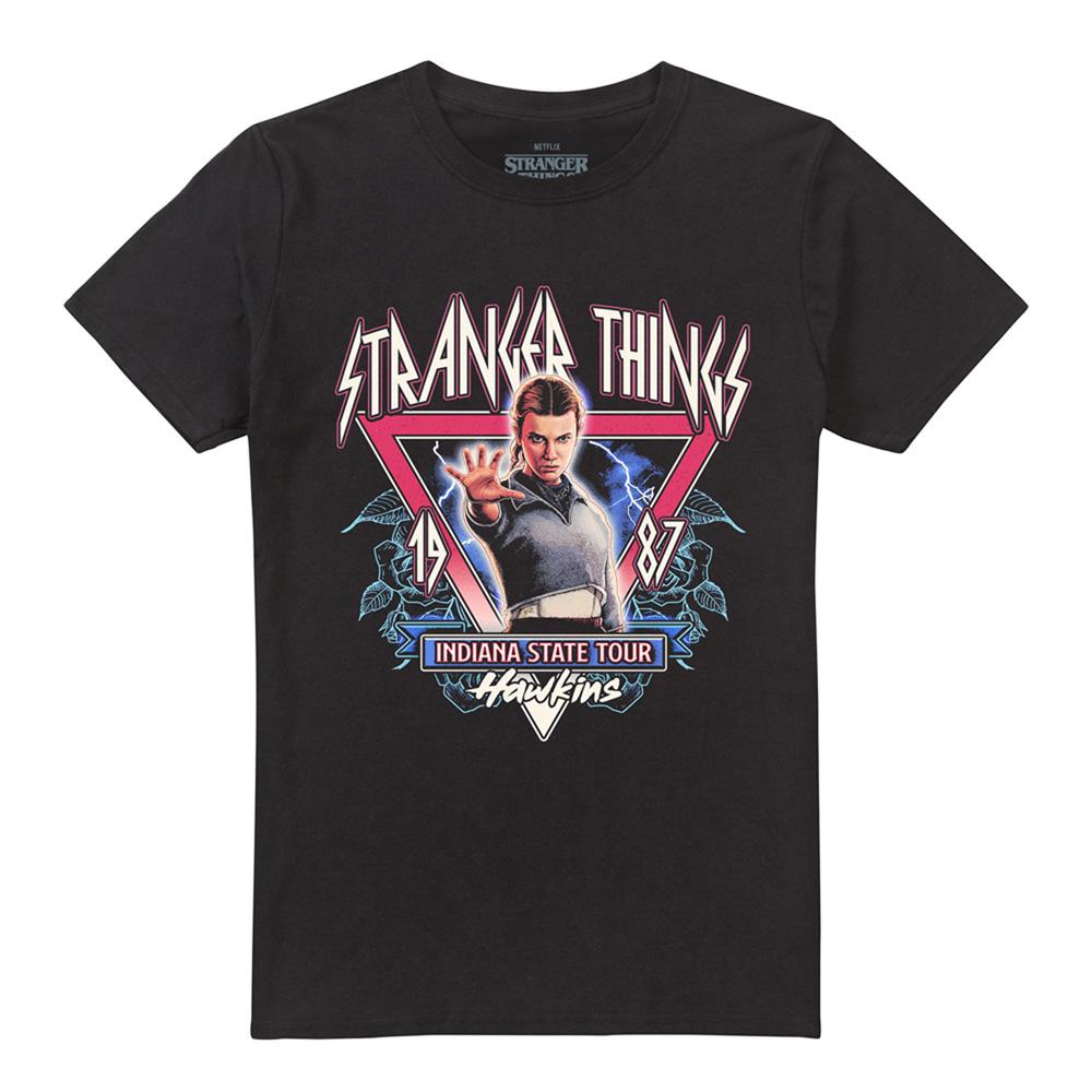 Black - Front - Stranger Things Unisex Adult Eleven 87 Tour Back Print T-Shirt