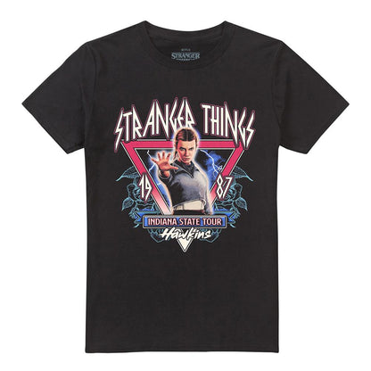 Black - Front - Stranger Things Unisex Adult Eleven 87 Tour Back Print T-Shirt