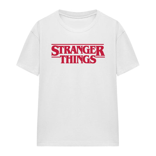 White - Front - Stranger Things Womens-Ladies Logo T-Shirt