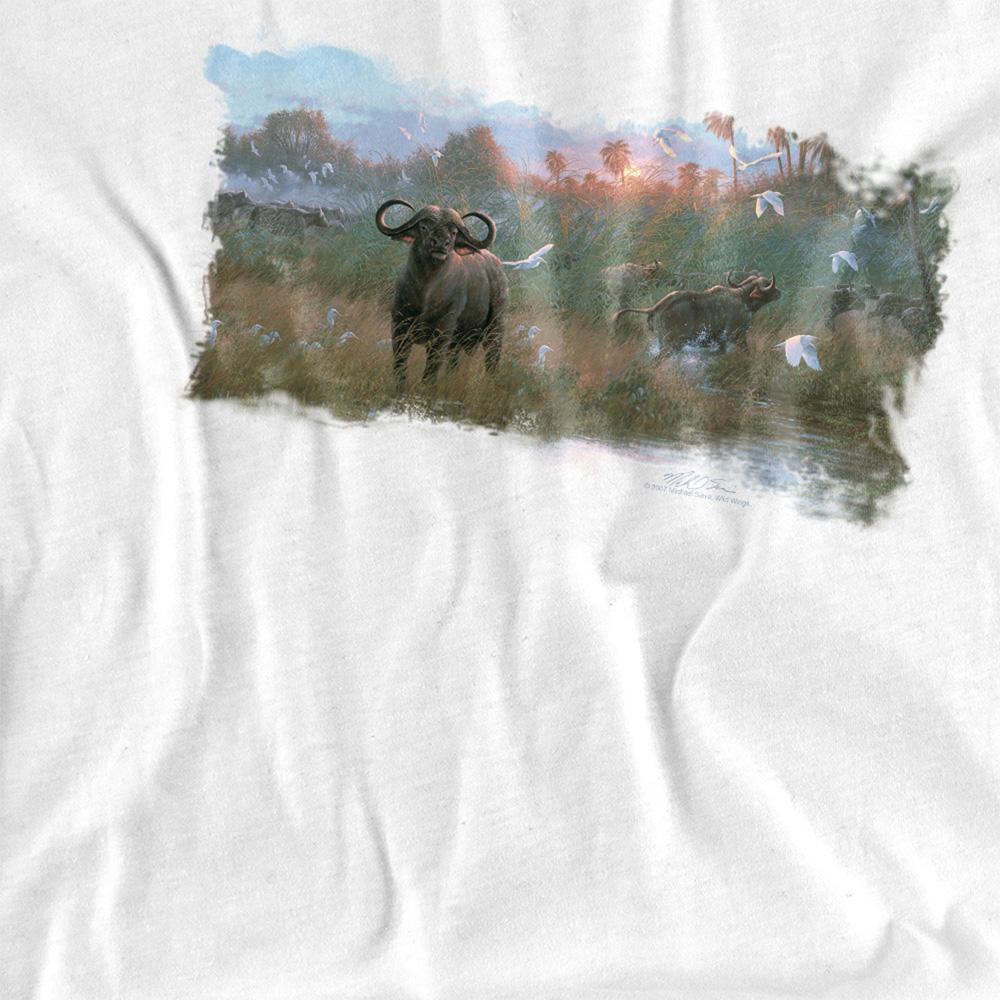 White - Side - Wildlife Unisex Adult Cape Buffalo T-Shirt