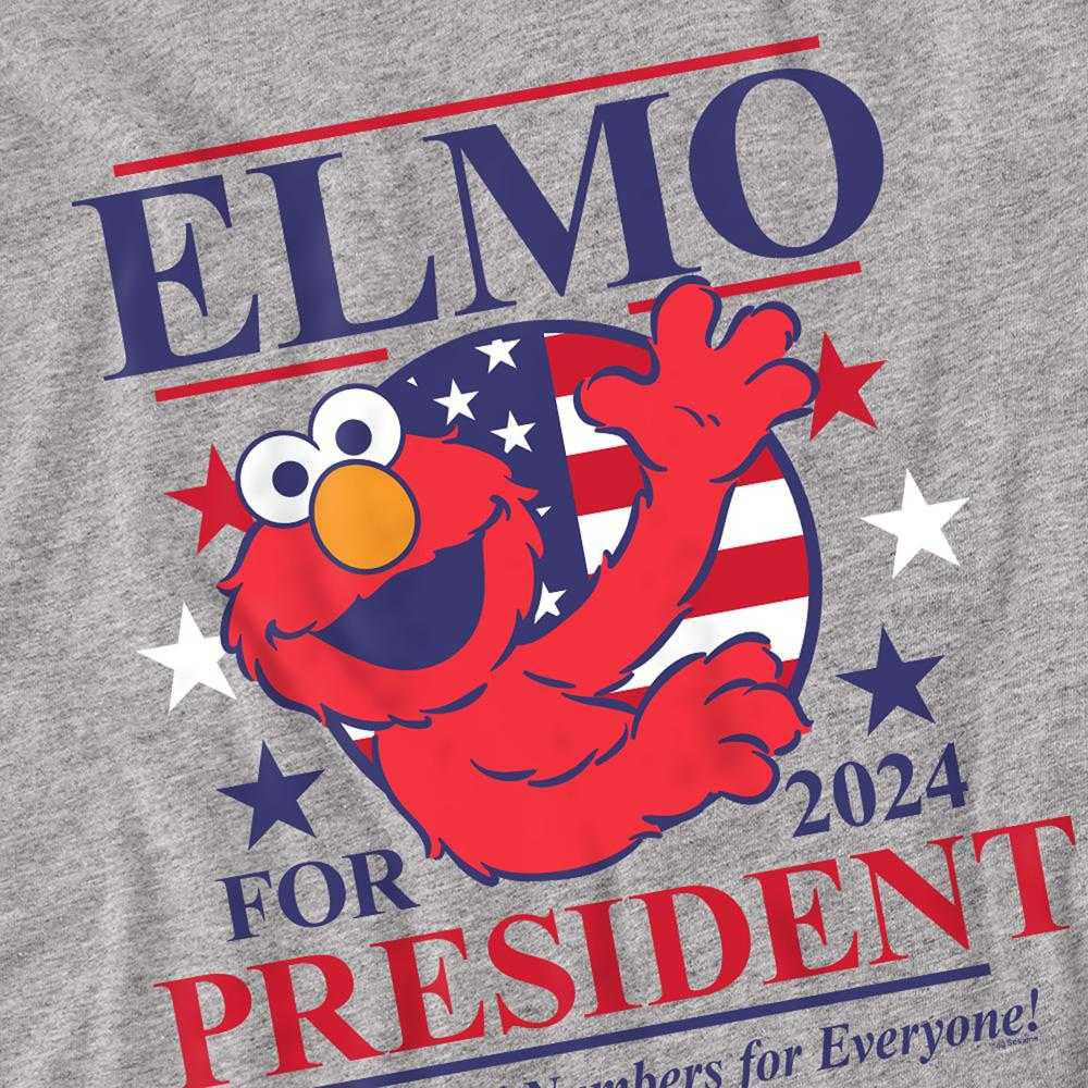Athletic Heather - Side - Sesame Street Unisex Adult Elmo For President 2024 Long-Sleeved T-Shirt