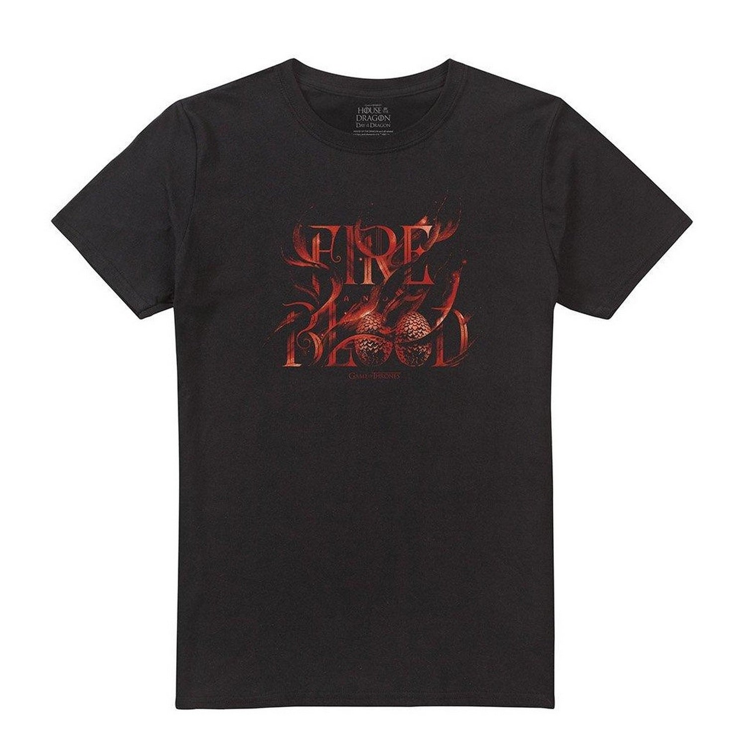 Black - Front - Game Of Thrones: House Of The Dragon Mens Fire & Blood Egg T-Shirt